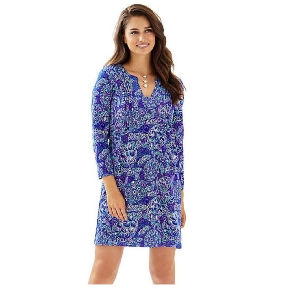 Lilly Pulitzer Aubrey Take It Slow Lapis Lazuli SPF 50+ Dress Size Small